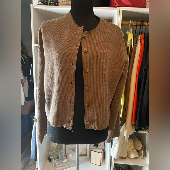 Zara Jackets & Blazers - Zara Brown Button-Up Ribbed Jacket